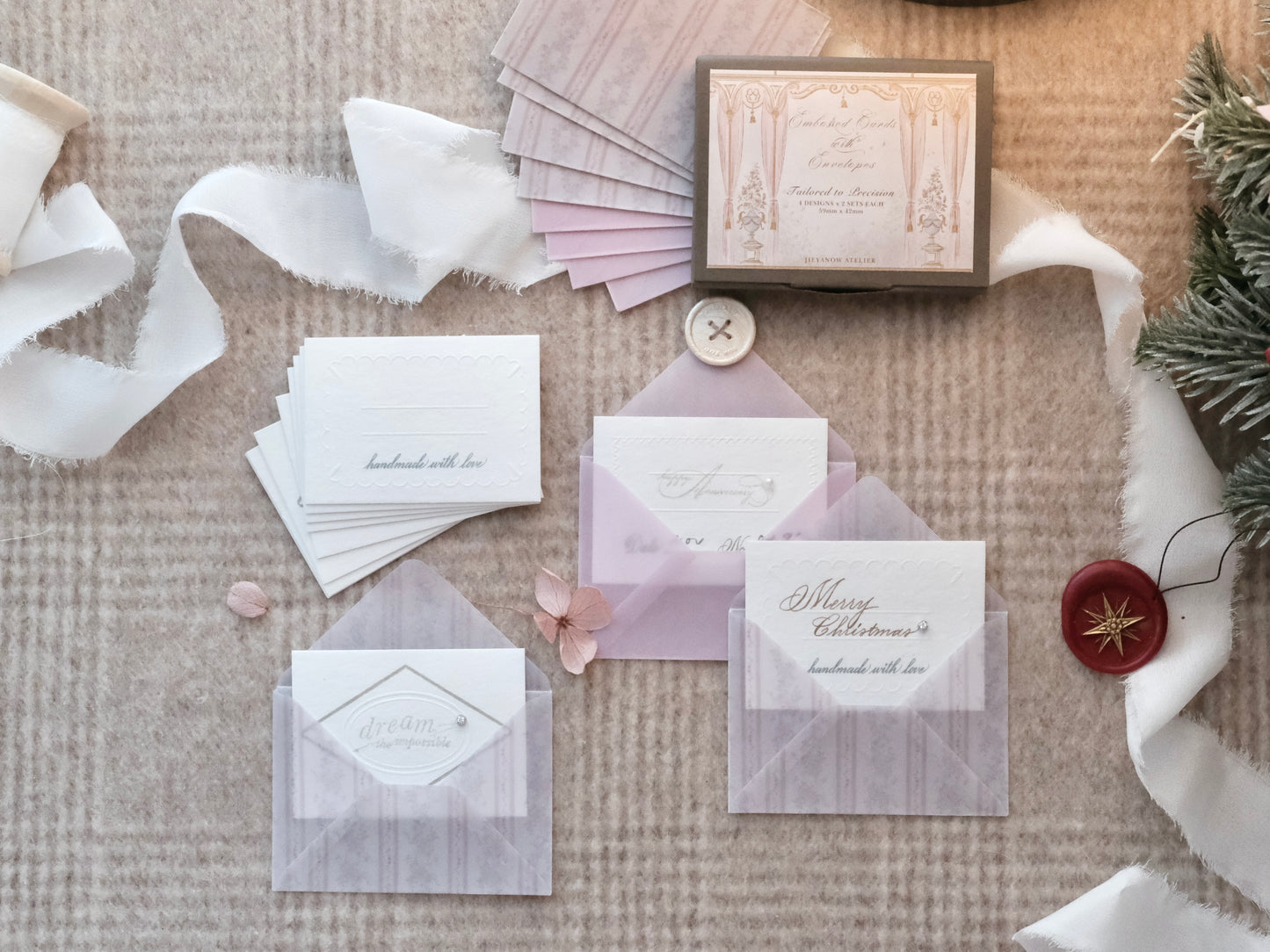 Embossed Cards with Envelope Set